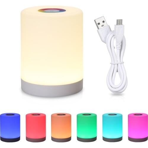 Rechargeable Smart LED Touch Control Night Light Induction Dimmer Intelligent Bedside Night Lamp Dimmable RGB Color Change
