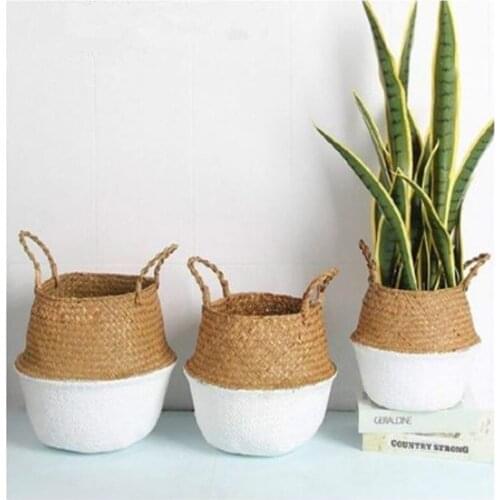 Wicker Basket Rattan Folding Dirty Laundry Basket Picnic Container Sundries Organizer Handmade Flower Pot Home Garden Decor