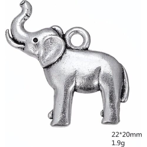 Skyrim Unqiue Symbol of Strength Wildlife Animal Elephant Charms Pendants Zinc Alloy Metal For DIY Necklaces Making 20Pcs