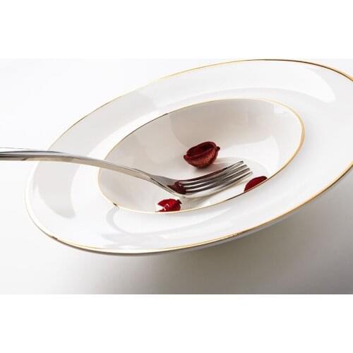 Straw Hat Plate Nordic European-Style Phnom Penh Creative Household Ceramic Pasta Dinner Plate Set Tableware Western Food Dish