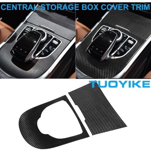 Car Styling Real Carbon Fiber Console Central Storage Box Cover Trim Sticker Panel For Mercedes BENZ W464 G63 G500 G550 2019-20
