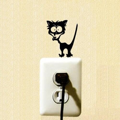 Funny CAT Reflective Switch Stickers Waterproof Fun Crazy Black Cat Stickers Decals 2SS0507