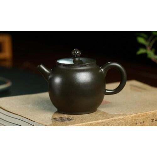 Yixing Manual Purple Sand Pot Famous Mine Azure Mud Pinggai Lianzi Pot Kungfu Teapot Household Teapot