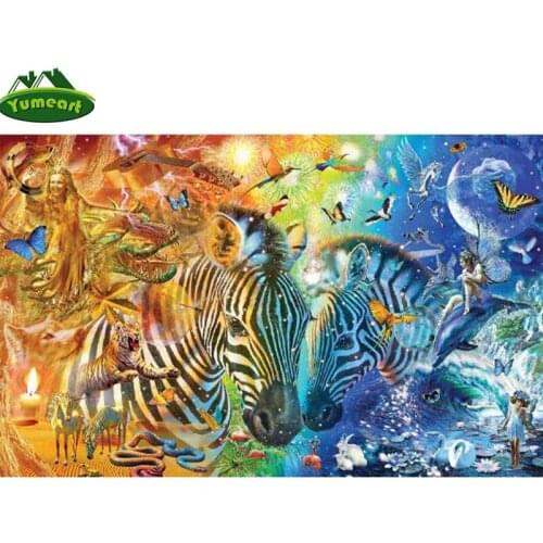 YUMEART Handmade Diamond Art 5D DIY Diamond Painting Fantasy Zebra Snake Fairy 3D Embroidery Rhinestones Cross Stitch Mosaic