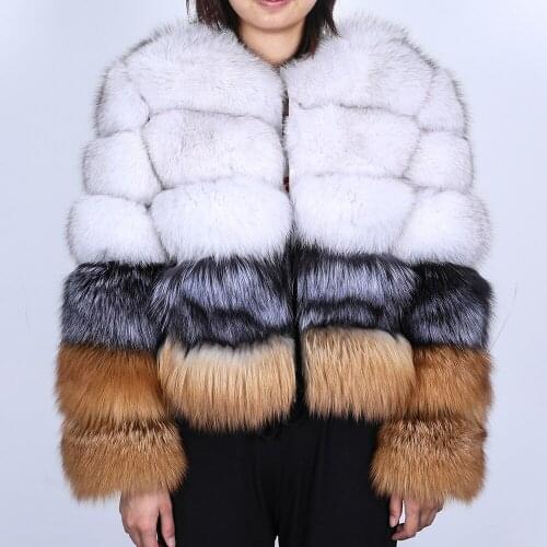 2021 New Fashion Natural Silver Fox Fur Coat Winter Real Fur Jacket Women Winter Short Vest Fur Parka Streetwear