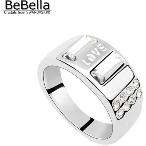 BeBella love letter crystal women ring for party made with Austrian Crystals from Swarovski 4 colors for girls Christmas gift