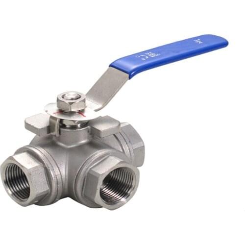 Freeshipping 1pcs Female 3 Way T-type L-type 304 Stainless Steel Ball Valve