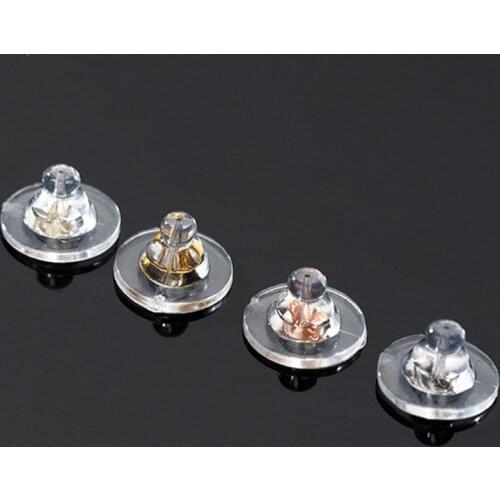 10pcs 925 Sterling Silver Round Silica Gel Coating Earring Back Hypoallergenic S925 Silver Earring Stopper DIY Jewelry Findings