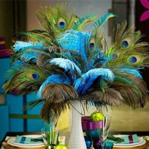 10Pcs/Lot Natural Peacock Feathers For Crafts Party Decoration DIY Jewelry Earrings Pendant Home Vase Plumas Accessories