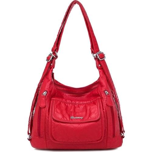 2020 Hot Women Leather Handbags Vintage Soft Large Capacity Casual Tote Bag High Quality Female Leather Shoulder Bags Female Sac