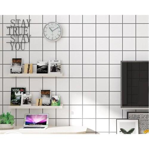 Beibehang Nordic minimalist black-and-white grid squares wallpaper clothing store restaurant living room background 3d wallpaper