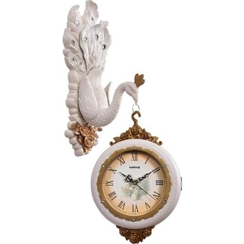 EUROPEAN STYLE PEAFOWL ULTRA-QUIET CLOCKS SILENT RETRO WEDDING HOME DECORATIONS PEACOCK RICH VINTAGE WALL CLOCKS