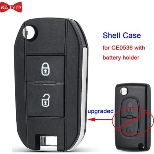KEYECU for Peugeot 107 207 307 307S 308 407 607 for Citroen C4 Upgrade Remote Key Shell Case VA2 HU83 CE0536 With Battery Holder