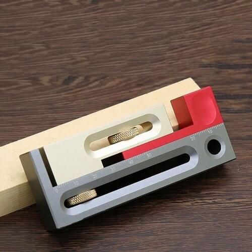 Woodworking Table Saw Groove Regulator, Groove Ruler, Tenon and Notch Movable Measuring Block Length Compensation Tool
