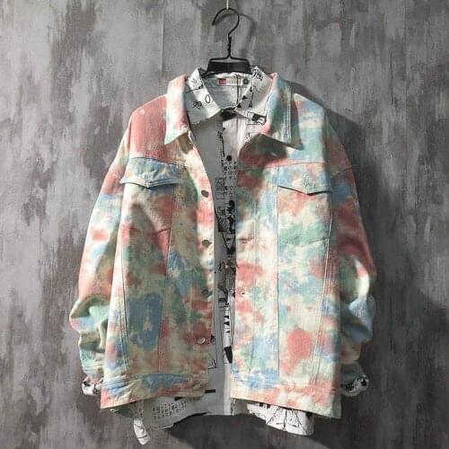 Splash ink denim jacket boys tide brand wild retro tie-dye denim jacket handsome couple jacket hip hop denim jacket