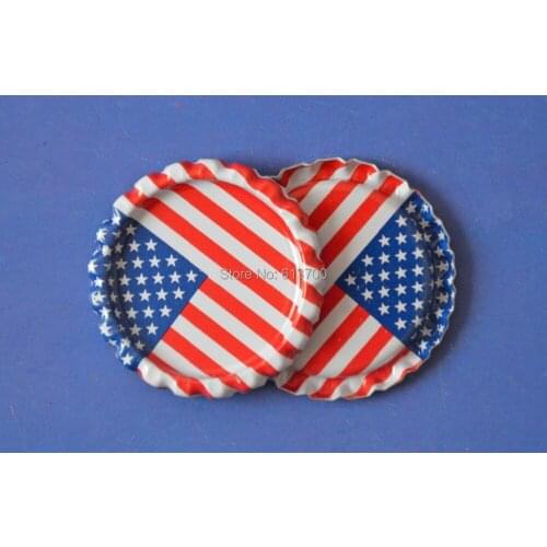 New USA Flag Flattened Bottle Caps 1000 pcs/lot Both Side Colored Beer Flat Bottlecaps For DIY Crafts Jewelry Hairbow Making