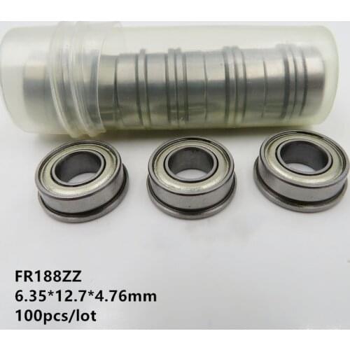 100pcs/lot FR188ZZ FR188Z FR188 ZZ Z 1/4 x 1/2 x 3/16 Inch flanged flange Ball Bearing shielded 6.35*12.7*4.76mm