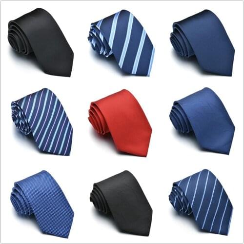 Tie for Men Slim Tie Solid color Necktie Polyester Narrow Cravat Royal Blue Black Red Stripe Party Formal Ties Fashion