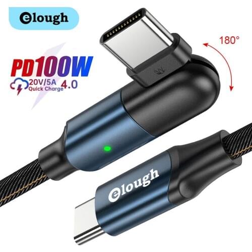 Elough 100W USB C To USB Type C Cable USB-C PD Fast Charging Wire Cord For Samsung MacBook iPad Pro Xiaomi PoCo X3 M3 Data Cable