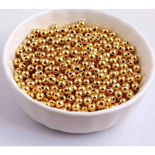 Kwoi vita 4MM 10000pcs/Lot Shiny gold Round CCB Acrylic Spacer Beads for Chunky Necklace Jewelry Finding