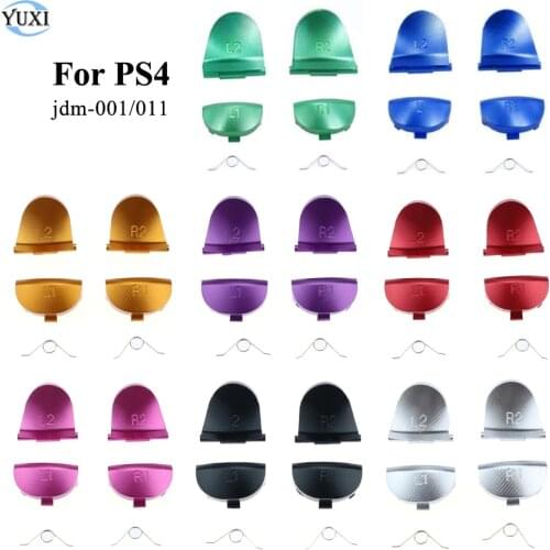 YuXi Metal Aluminum L1 R1 L2 R2 Button Set For Sony Dualshock 4 PS4 controller JDM-001 JDM-011 Trigger Buttons with springs
