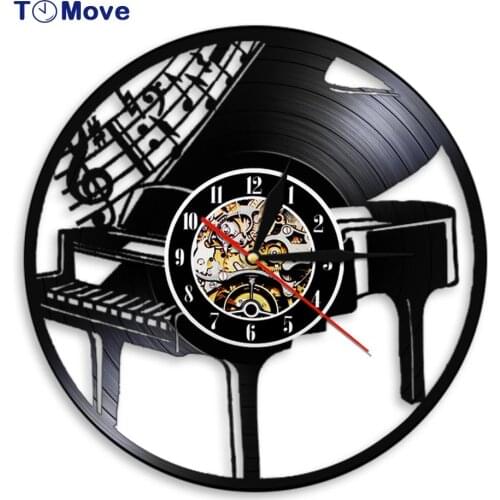 Musical Instrument Piano Wall Clock Musical Notes Melody Grand Piano Sheet Music Vinyl Record Wall Clock Pianist Musicians Gift