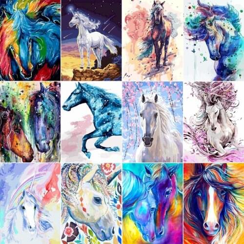 Colorful Horse diy Painting By Numbers canvas painting DIY By Numbers Kits Drawing Canvas Pictures animal Home Decor