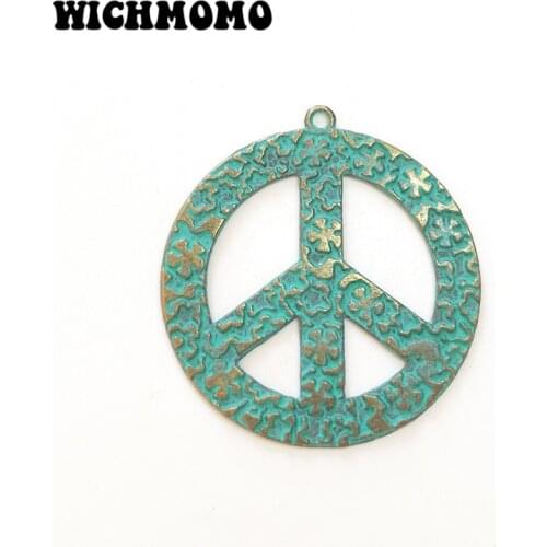 New 3pcs 45mm Patina Plated Zinc Alloy Green A Symbol of Peace for DIY Bracelet Necklace Jewelry Findings Gifts