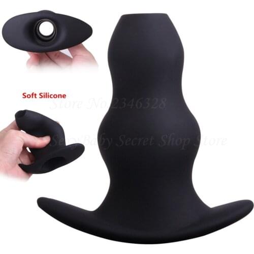 New SM Erotic Toys Peep Anus Hollow Butt Plug Enema Soft Silicone Anal Plug Prostate Massager Adult Anal Sex Toys for Women Men