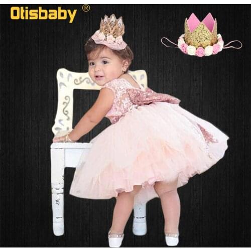 Princess Girl wear Sleeveless Bow Dress for 1 year birthday party Toddler Costume Summer for Events Occasion vestidos infant