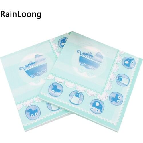 [RainLoong] Blue Paper Napkin Festive & Para Festas Tissue Decoration Guardanapo 33cm*33cm 1 pack (20pcs/pack)