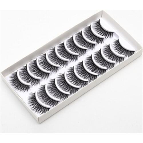 10pairs Eyelashes 3D Multilayer Lashes Natural long Cross False Eyelashes Handmade Reusable Eyelashes Extension for Makeup