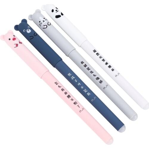 Cartoon animal erasable ballpoint pen 0.35mm cute panda cat magic pen Kawaii neutral pen for school writing new stationery