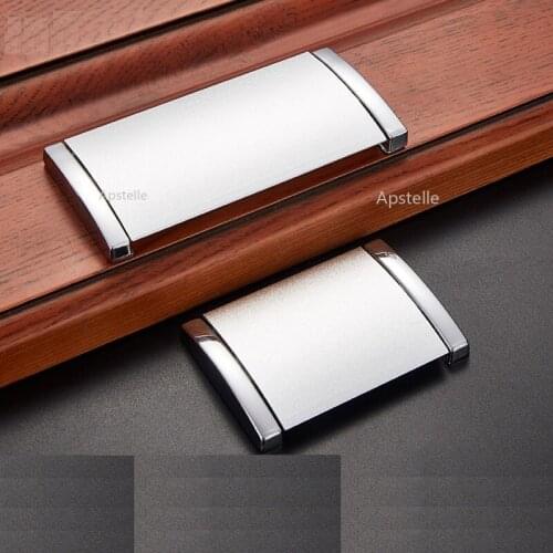 Folding Cupboard Kitchen Pulls Aluminum Alloy Silver Drawer Cabinet Handles Closet Furniture Knob Modern