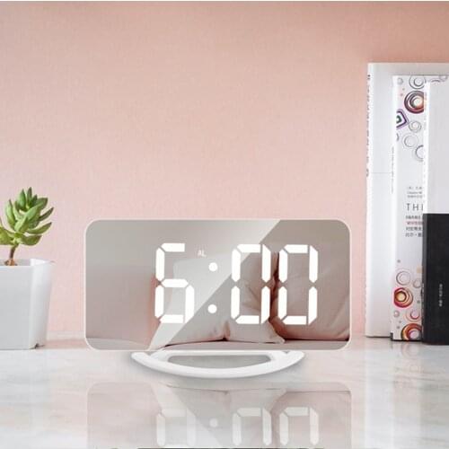 LED Mirror Clock Digital Alarm Clock Table Clock with Snooze Clock 3 Adjustable Brightness Auto-Adapt Backlight Electronic Clock