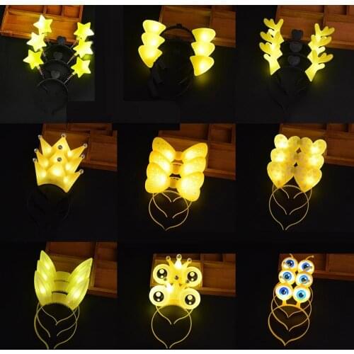 LED Yellow Star Flash Light Luminous Headdress Head band Wand Glowing Glasses For Party Night Club Bar Cheering Props Gifts Toys
