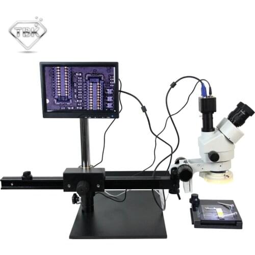 TBK 45L BGA Microscope Best Multi-function Long Arm Move Electronic Digital Display 7-45x Zoom Operating CPU Maintenance Tools