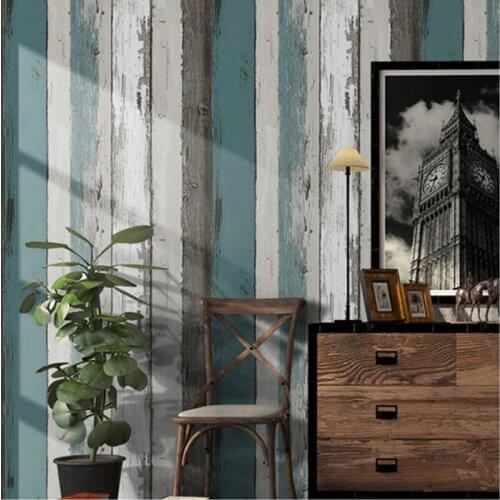 Vintage Wood Stripe Wallpaper Modern Simple Living Room Bedroom Study Home Decor PVC Self-Adhesive Waterproof Wall Sticker Rolls