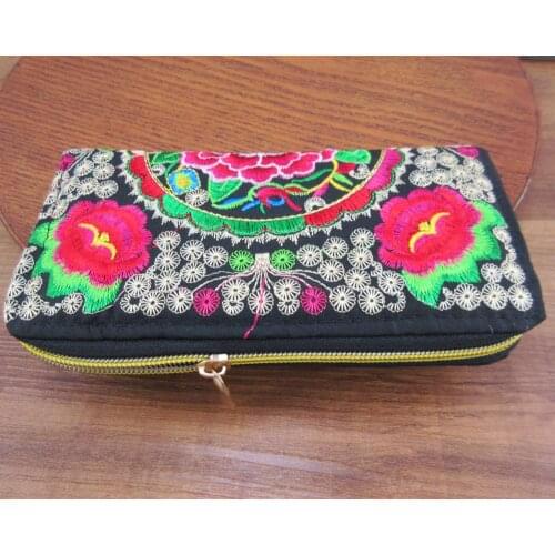 Vintage Hmong Thai Ethnic Wallet purse, Card Holder Bag, Hobo Hippie Ethnic handbag with embroidery, SYS-198