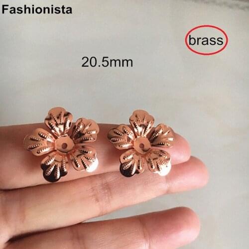 100 pcs - Brass Flowers 20.5mm 3D Metal Flowers Bead Cap,Brass Embossed Flowers For Jewelry,Hair Decor,Gold/Silver/Bronze