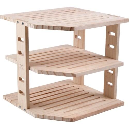 3-layer Wooden Kitchen Rack Organizer Shelf Seasoning Bottles Jars Spice Rack Tableware Dinnerware Holder Kitchen Supplies