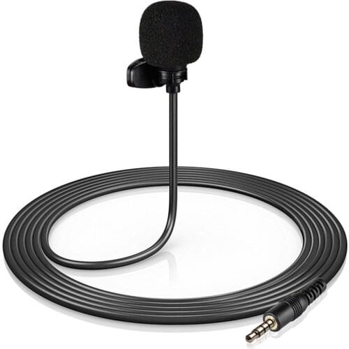 4 Options Mini Clip-on Lapel Lavalier Condenser Microphone 3.5mm Plug for Live Stream/Recording/Interview for Cellphone/Laptop