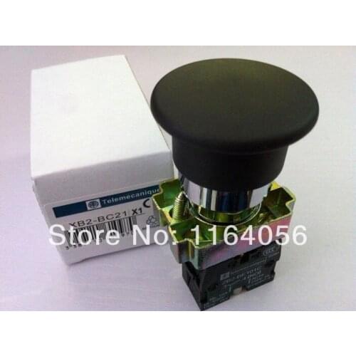 5pcs XB2 BC21 1 NO Momentary Mushroom Head Push Button Switch N/O Black