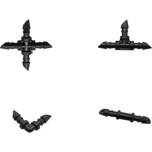 500 Pcs Barbed 4/7mm Hose Tee Cross Straight Elbow Type Connectors Garden Irrigation Hose Splitters Pipe Connector