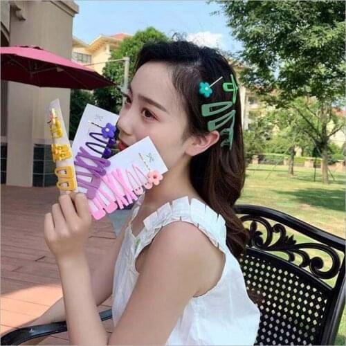 7Pcs/Set Flower Hair Clips Headwear Candy Color Barrette Hairpins Geometric Irregular Hairgrip for Women Girls Hair Accessories