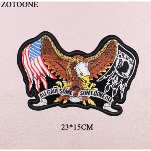 ZOTOONE Large Punk Military Eagle Patch Embroidery Iron On Wings Letter Tactical Patches Applications For Clothes Jacket DIY E