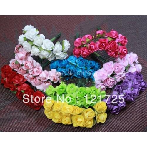 Paper Flowers 2016 Christmas candy wedding box Mini Rose Flower Hand Made Small Wedding Bouquet Scrapbooking