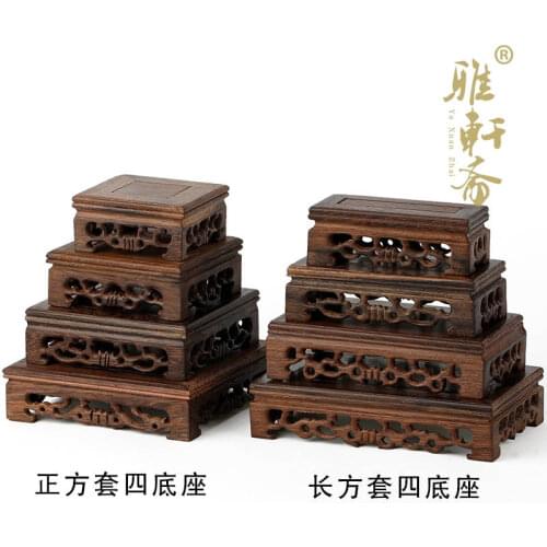 Redwood decoration base shelf of fish tank flower vase bonsai stand artical decor pedestal square crafts teapot base Oriental