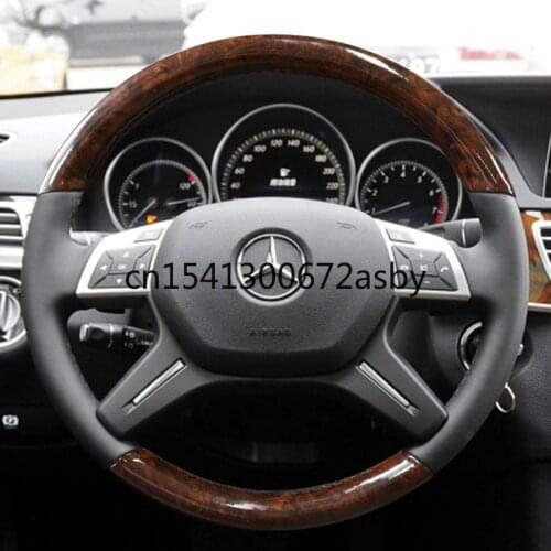 For Mercedes-Benz M-Class R-Class GL-Class ML350 ML400 R320 DIY Leather Imitation Peach Wood Grain Car Steering Wheel Cover
