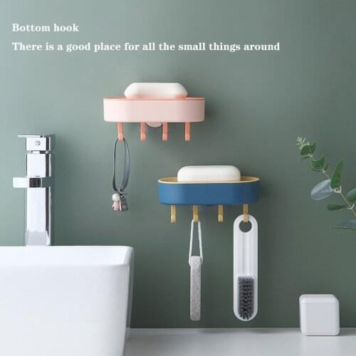 Drain Soap Box Multifunctional Punch-free Wall Hanging Storage Rack Removable Holder For Bathroom Kitchen @ls